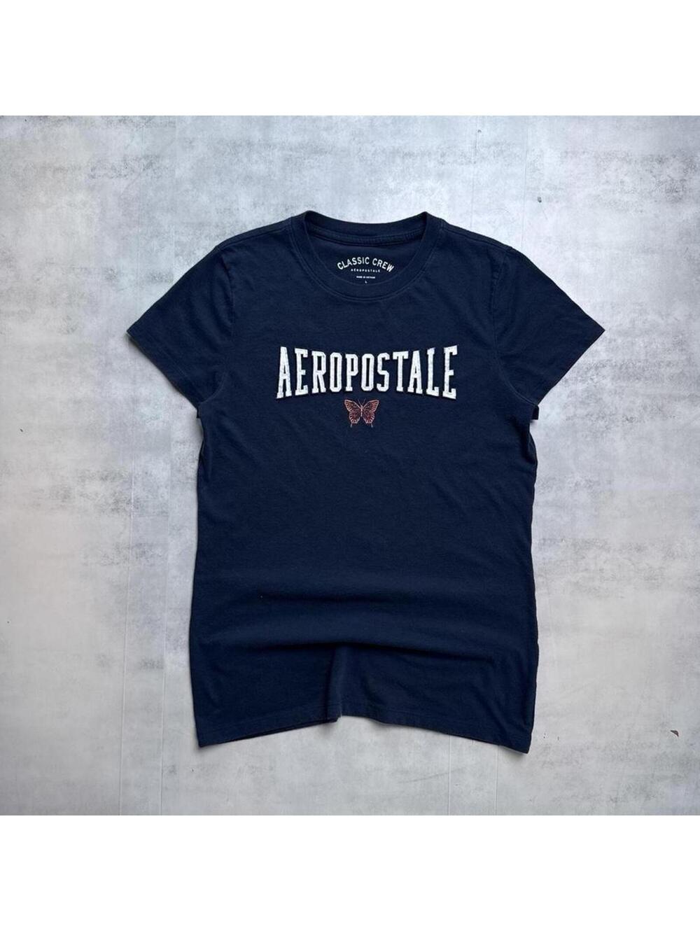 Y2K Aeropostale 00s navy blue butterfly graphic t shirt